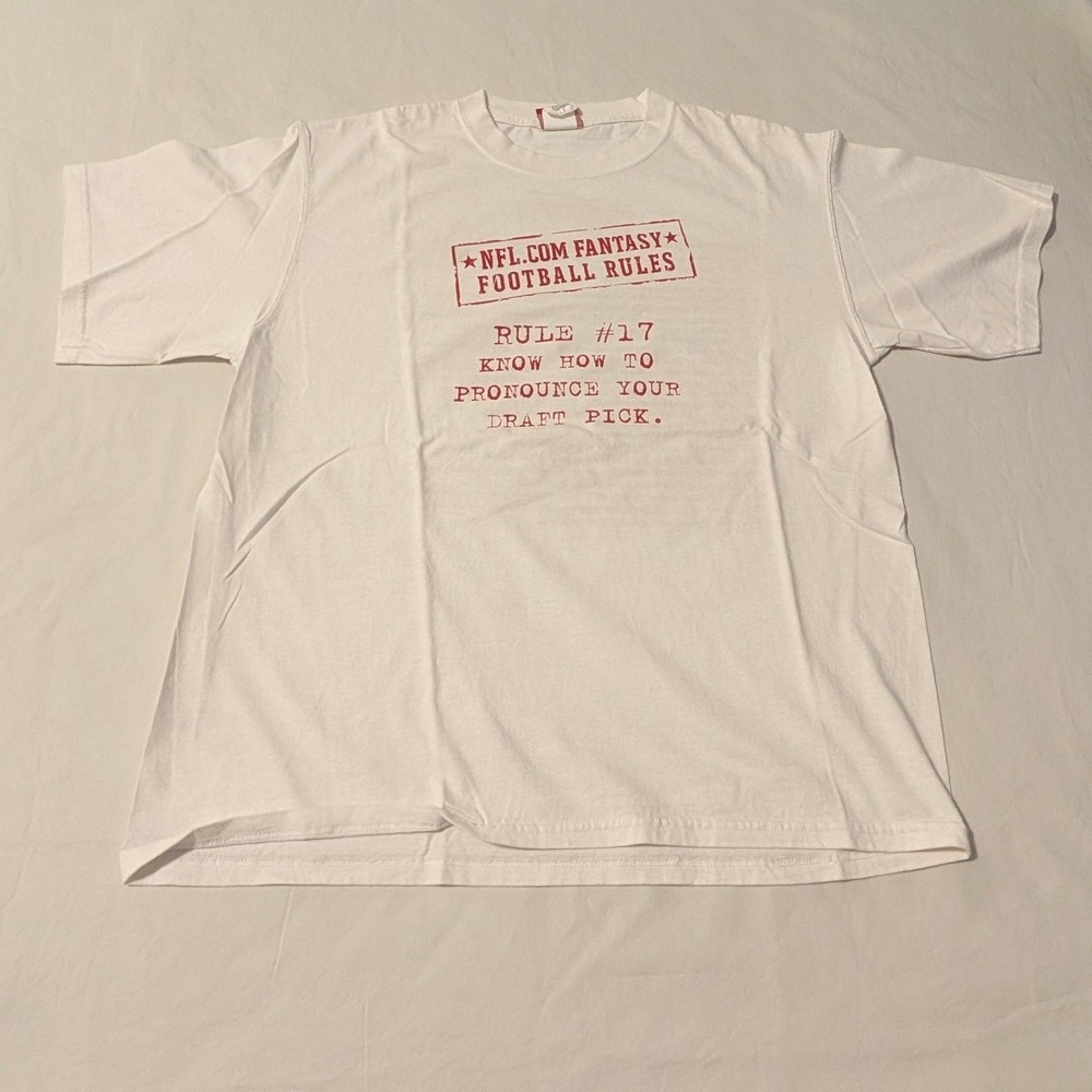 NFL Fantasy Football Rules Graphic T-Shirt Mens Large White VF Imagewear L952
